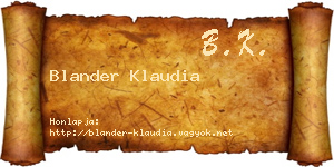 Blander Klaudia névjegykártya